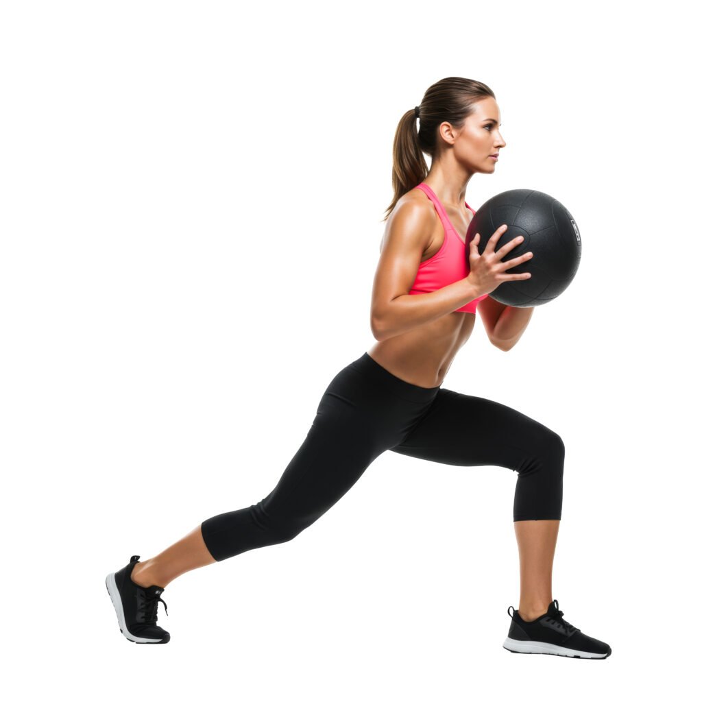 vecteezy a woman in athletic wear doing a lunge while holding a 71534048